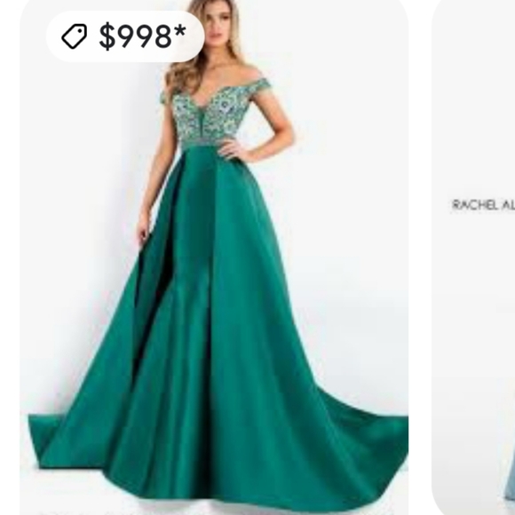 Rachel allan Emerald green pageant prom gown 8 - Picture 9 of 9